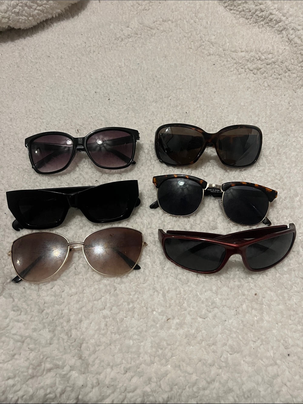 Assorted Women's Sunglasses - Black, Tortoise, Brown, Burgundy, Gold Frames